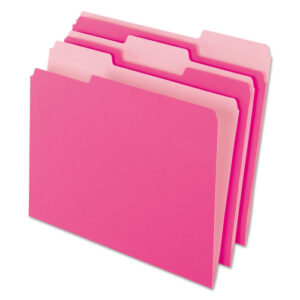 Pendaflex Interior File Folders, 1/3-Cut Tabs: Assorted, Letter Size, Pink, 100/Box (421013PIN)
