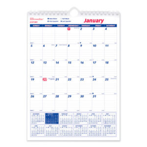 Brownline Twin-Wirebound Wall Calendar, One Month per Page, 8 x 11, White Sheets, 12-Month (Jan to Dec): 2025 (C171101)