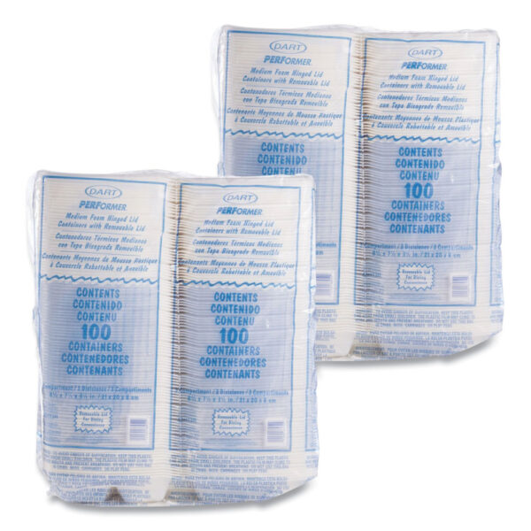 Dart Foam Hinged Lid Containers, 3-Compartment, 8.38 x 7.78 x 3.25, 200/Carton (85HT3R) - Image 6