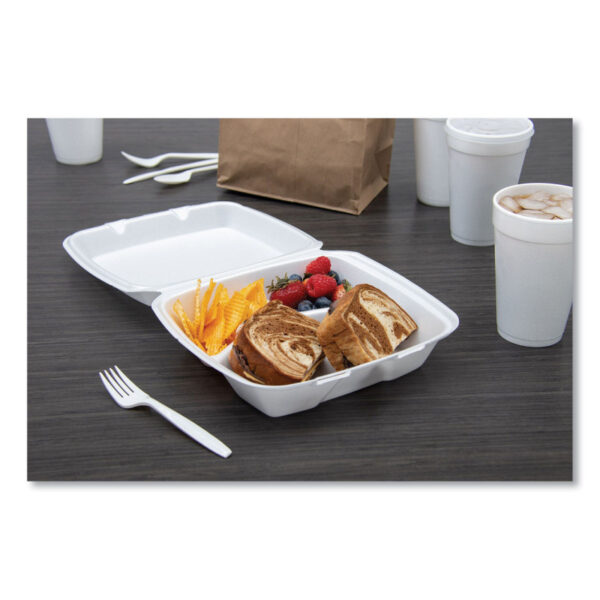 Dart Foam Hinged Lid Containers, 3-Compartment, 8.38 x 7.78 x 3.25, 200/Carton (85HT3R) - Image 3
