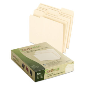 arthwise by Pendaflex 100% Recycled Manila File Folder, 1/3-Cut Tabs: Assorted, Letter, 0.75" Expansion, Manila, 100/Box (74520)