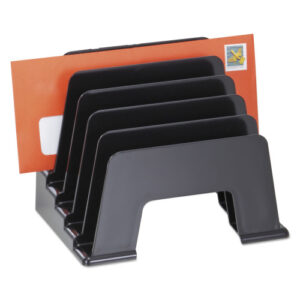 Universal Recycled Plastic Incline Sorter, 5 Sections, DL to A5 Size Files, 8" x 5.5" x 6", Black (UNV08104)